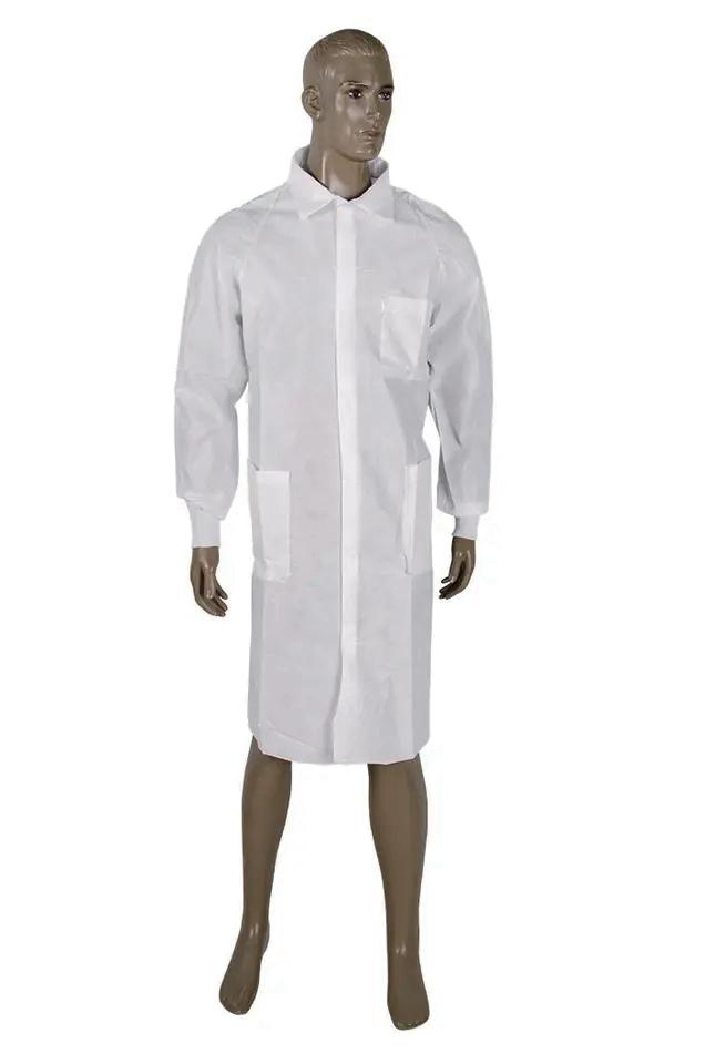 Disposable Nonwoven PP Lab Coat with Pockets