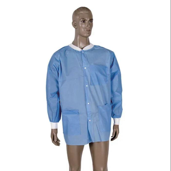 Nonwoven Breathable Laboratory Workwear SMS Disposable PP Lab Coat for Laboratory