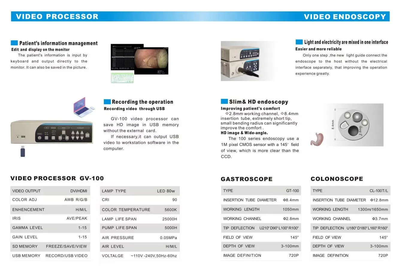 Full HD Video Gastroscope / Colonoscope System Gastrointestinal Endoscopy