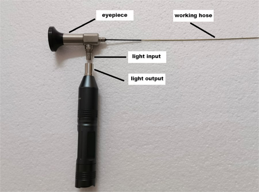 0.8mm Flexible Optical Fiberscope with 850mm Probe Length, Ent Endoscopy, Adjustable LED Light