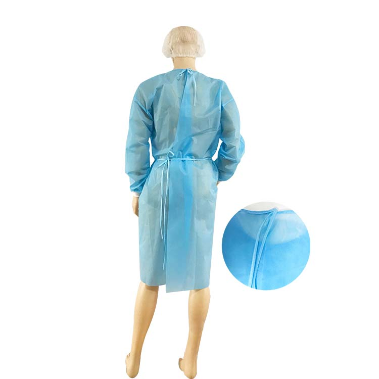 Factory Waterproof Anti-Dust Hospital Medical Clothing Blue Disposable Non-Woven PP SMS Isolation Gown Surgical Coverall