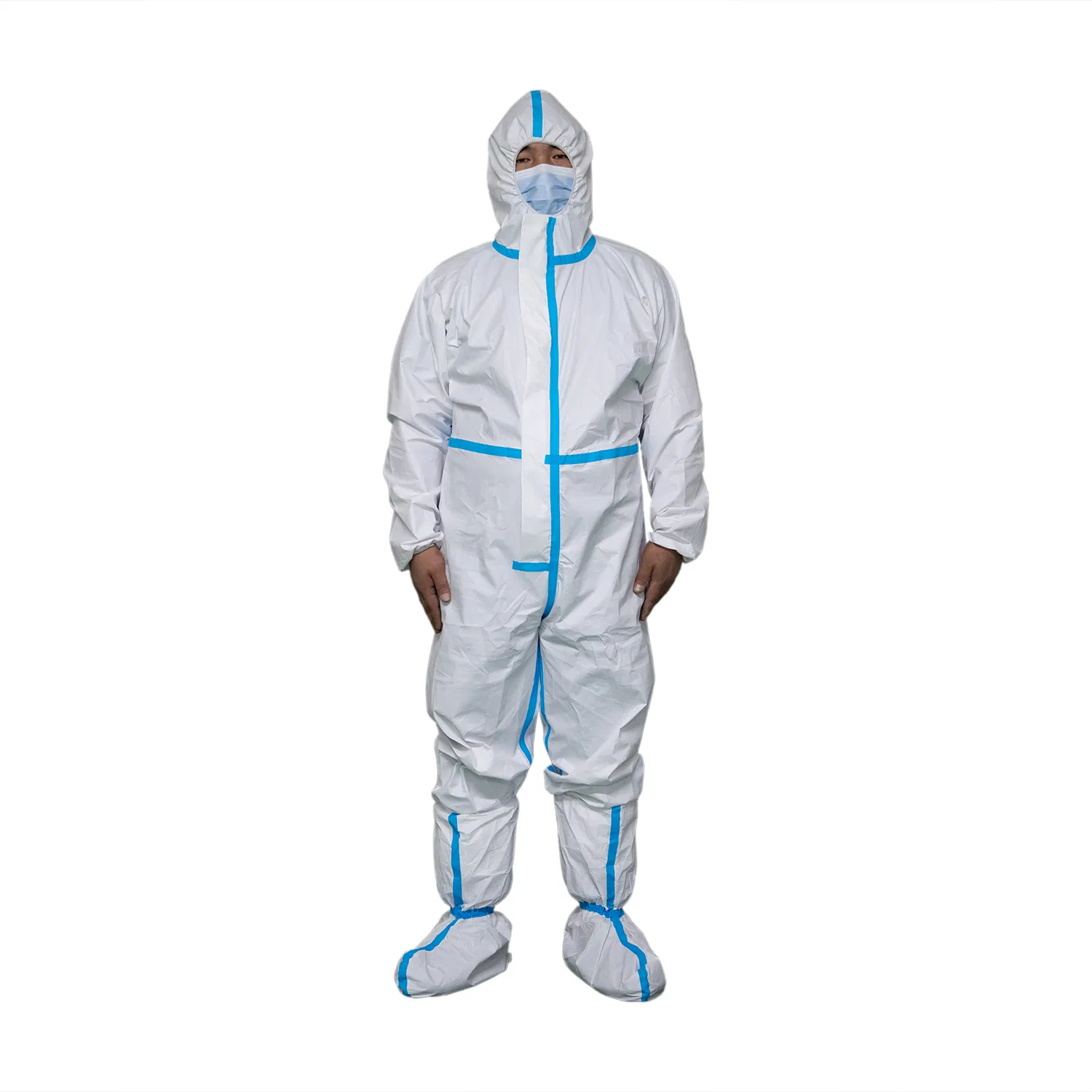 Type 4/5/6 Chemical Protective Coverall with Elasticated Hood Anti-Static Breathable Disposable Coverall