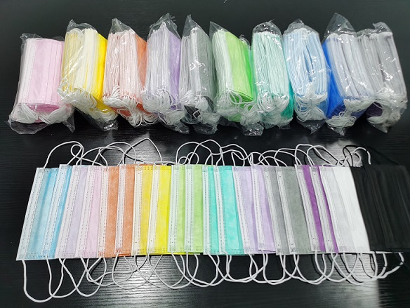 Wholesale 3 Ply Earloop Colorful Non Woven PP Medical Mask Disposable Surgical Face Mask White/Pink/Blue/Black/Purple