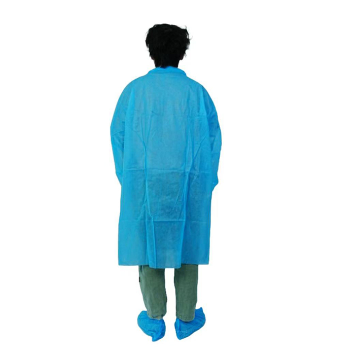 Blue PP Nonwoven Disposable Industry/Safety/Chemical Lab Coat/Visitor Coat