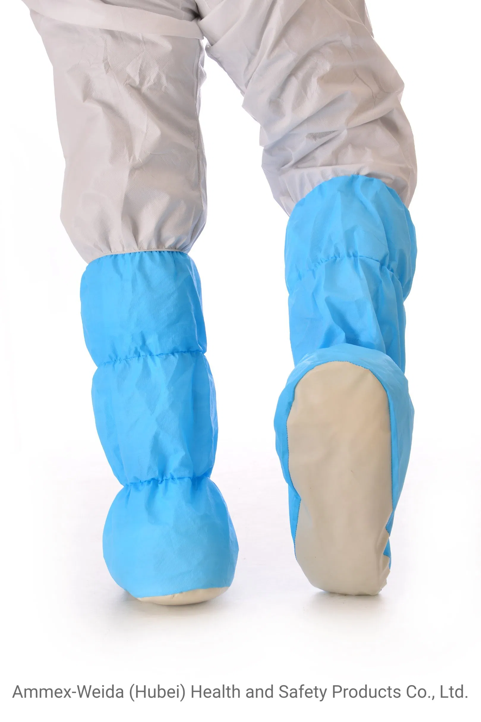Non-Slip Disposable Medical Use PP+CPE Boot Cover Cover with PVC Sole Hospital Use Waterproof PP+CPE Adult Use Boot Cover