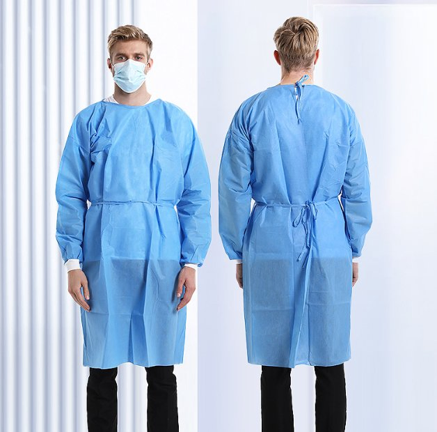 Non-Woven Blue PP with Knit Cuff Disposable Isolation Gown Non-Woven Isolation Gown
