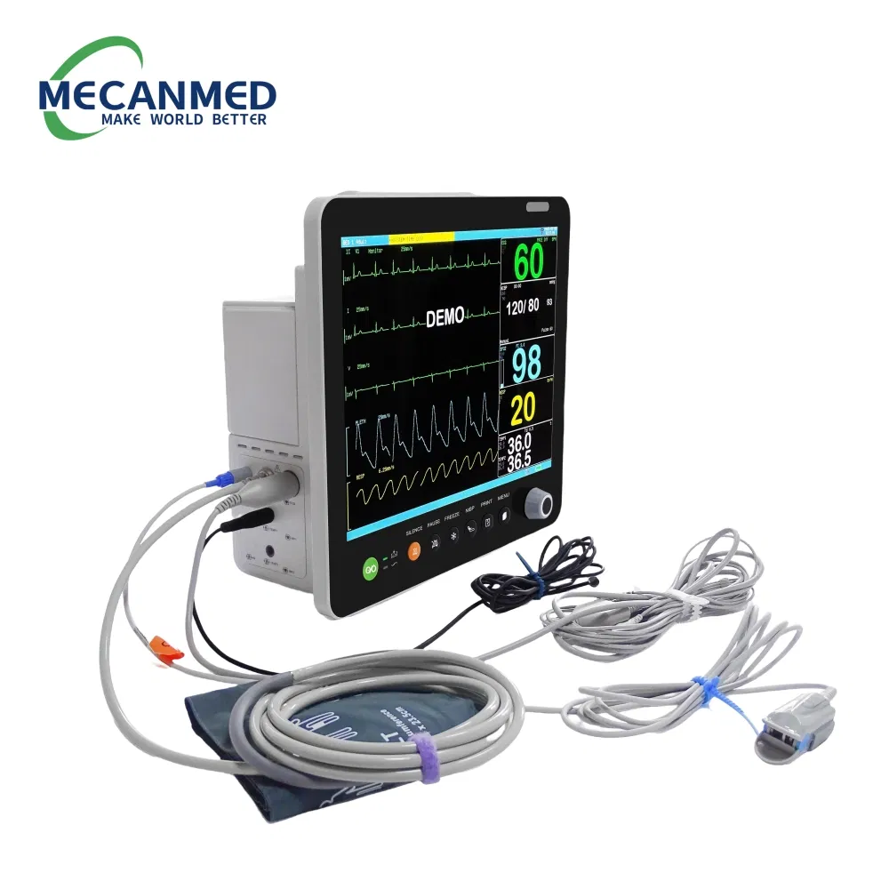 Mecan Equipment Supply Excellent Quality Hospital ICU Ambulance 15inch TFT Display Portable Telemedicine Patient Monitor