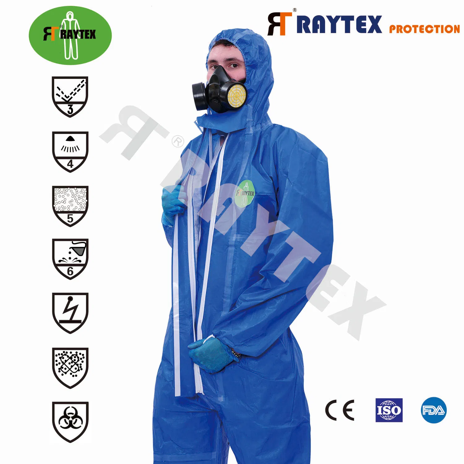 Disposable CE Certified Cat III Type 3/4/5/6 Tape Seam Microporous Film Coverall with Certificate