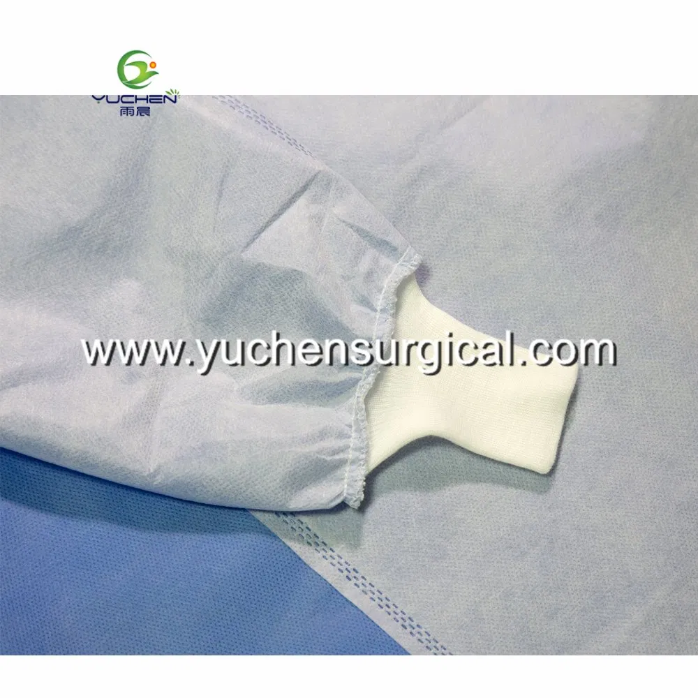117X153cm Disposable Reinforced Surgical Gown Blue Color SMS Waterproof Blood Fluid Resistant