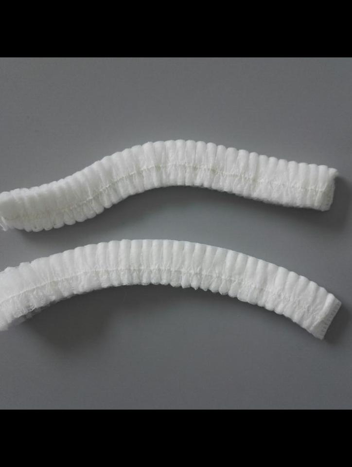 Disposable Blue Non-Woven Strip Clip Cap with Elastic Band