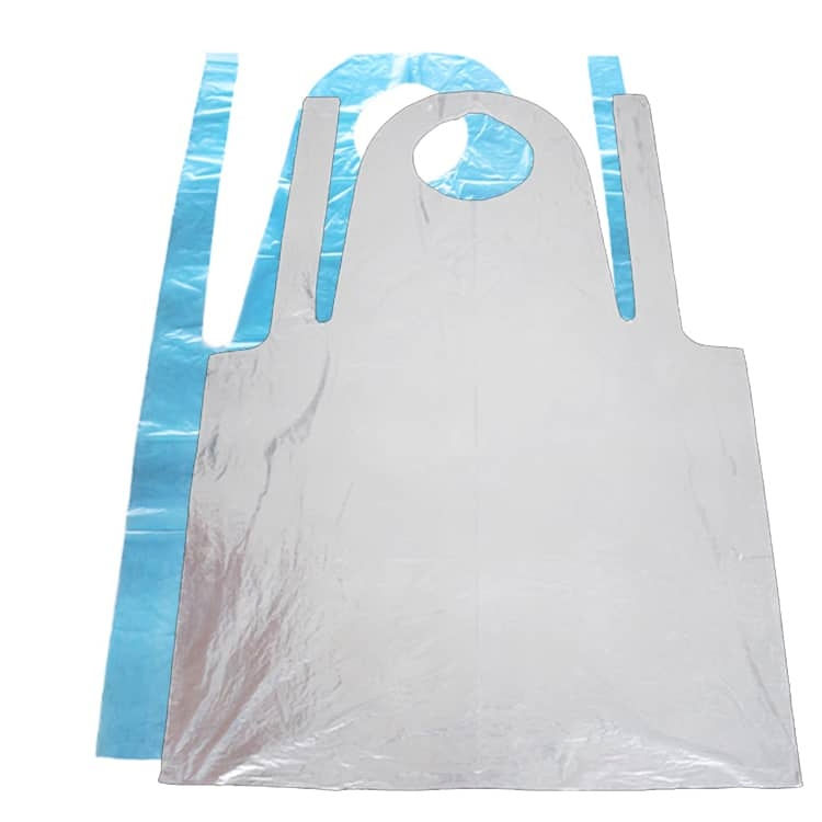 Waterproof Cheap Price Disposable PE Apron with Straps at Waist for Adults