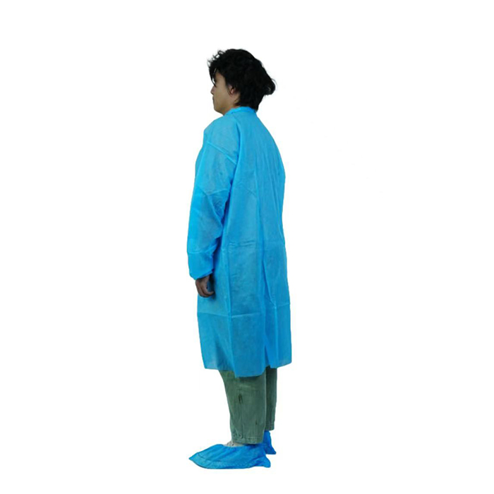 Blue PP Nonwoven Disposable Industry/Safety/Chemical Lab Coat/Visitor Coat