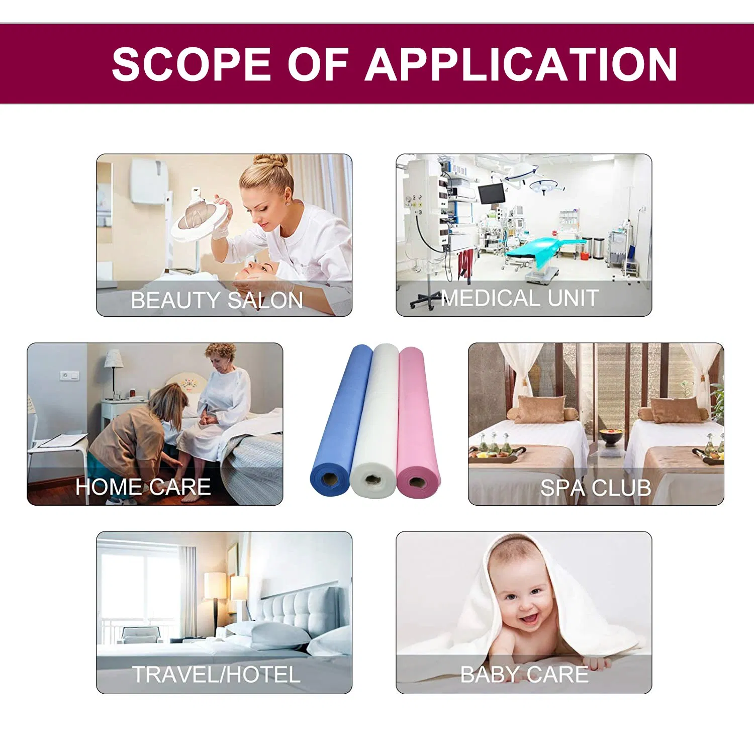 Medical Non-Woven Bed Sheet Disposable Examination Paper Bed Sheet Set Roll for SPA Hospital