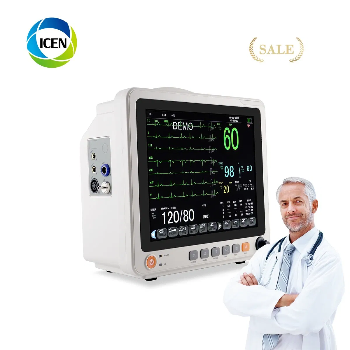 in-12b 8 Inch ICU Multi-Parameter Patient Monitor High Quality Portable Vital Signs Monitor