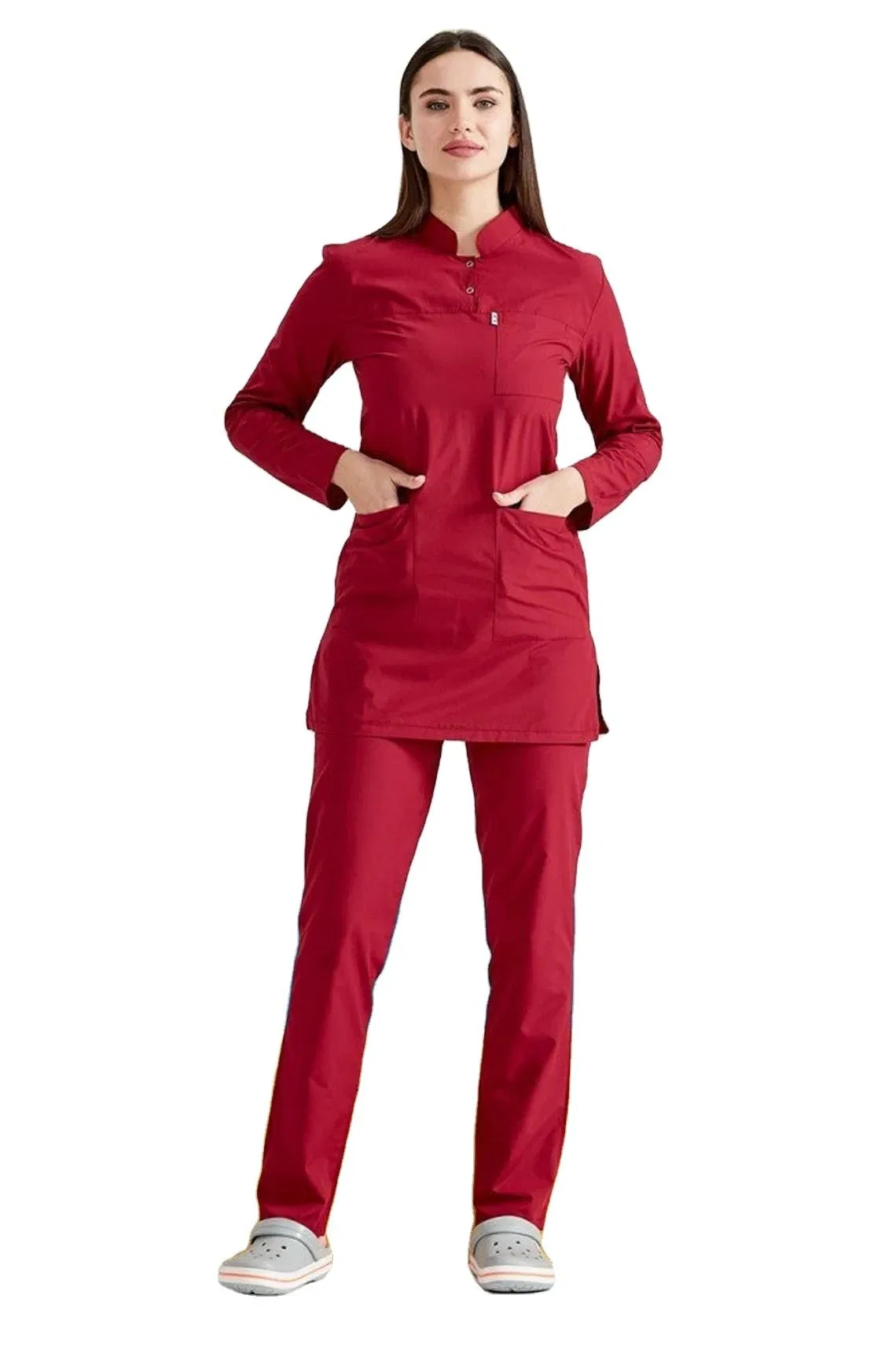 Wholesale Custom Long Sleeve Autumn Winter Round Neck Breathable Nurse Scrubs Hospital Uniform Medical Scrubs