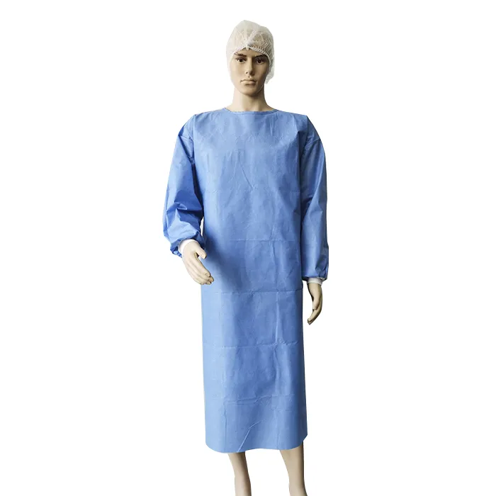CE En 13795 Fluid Resistant Sterilized Reinforced Gowns SMS SMMS Disposable Sterile Surgical Gowns Hospital Operating Room Medical Protective Clothing