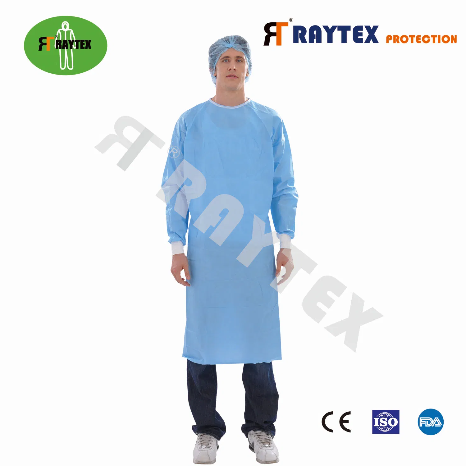 Raygard 32303 Disposable Sterilized SMS/Spunlace Surgical Gown Knitted Cuff/Elastic Cuff Ties on The Waist and Neck PP/Microporous Are Available