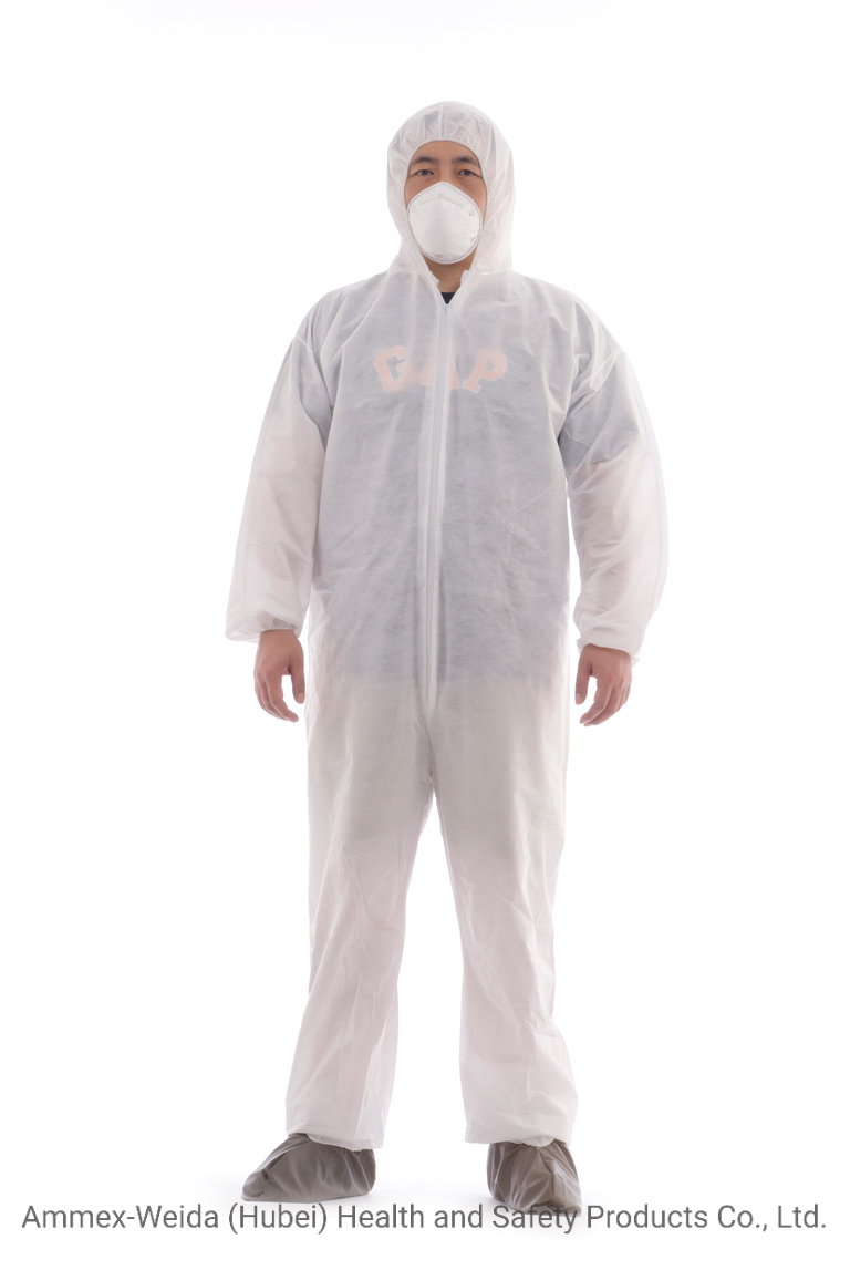 Fluid-Resistance Disposable SMS Protective Coverall with Hood for Sale