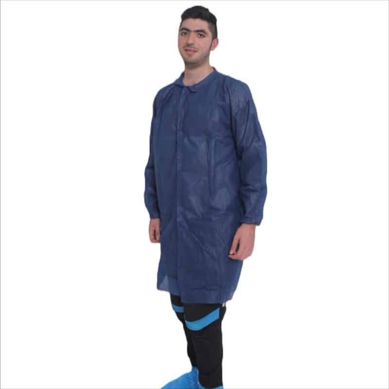 Waterproof and Dustproof Disposable SMS Non Woven Lab Coat with Knitted Cuff