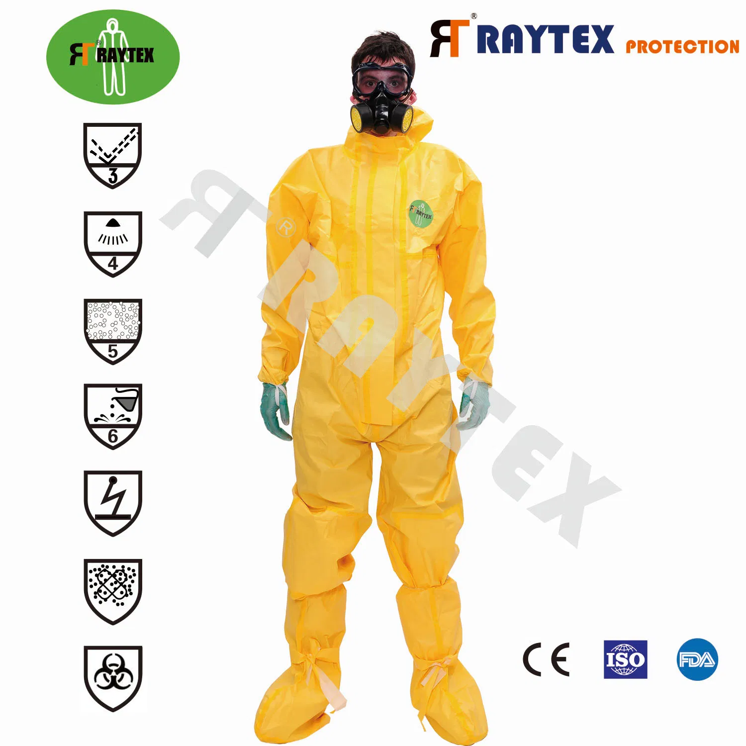 Type3b/4b/5b Disposable Safety Protective Coverall with Hood Protective En14605