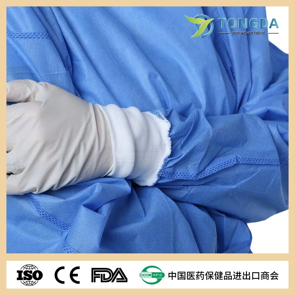 Knitted Cuff, Pockets, Non-Woven, Fluid Resistant, Dental, Medical, Hospital Surgical Isolation Gown