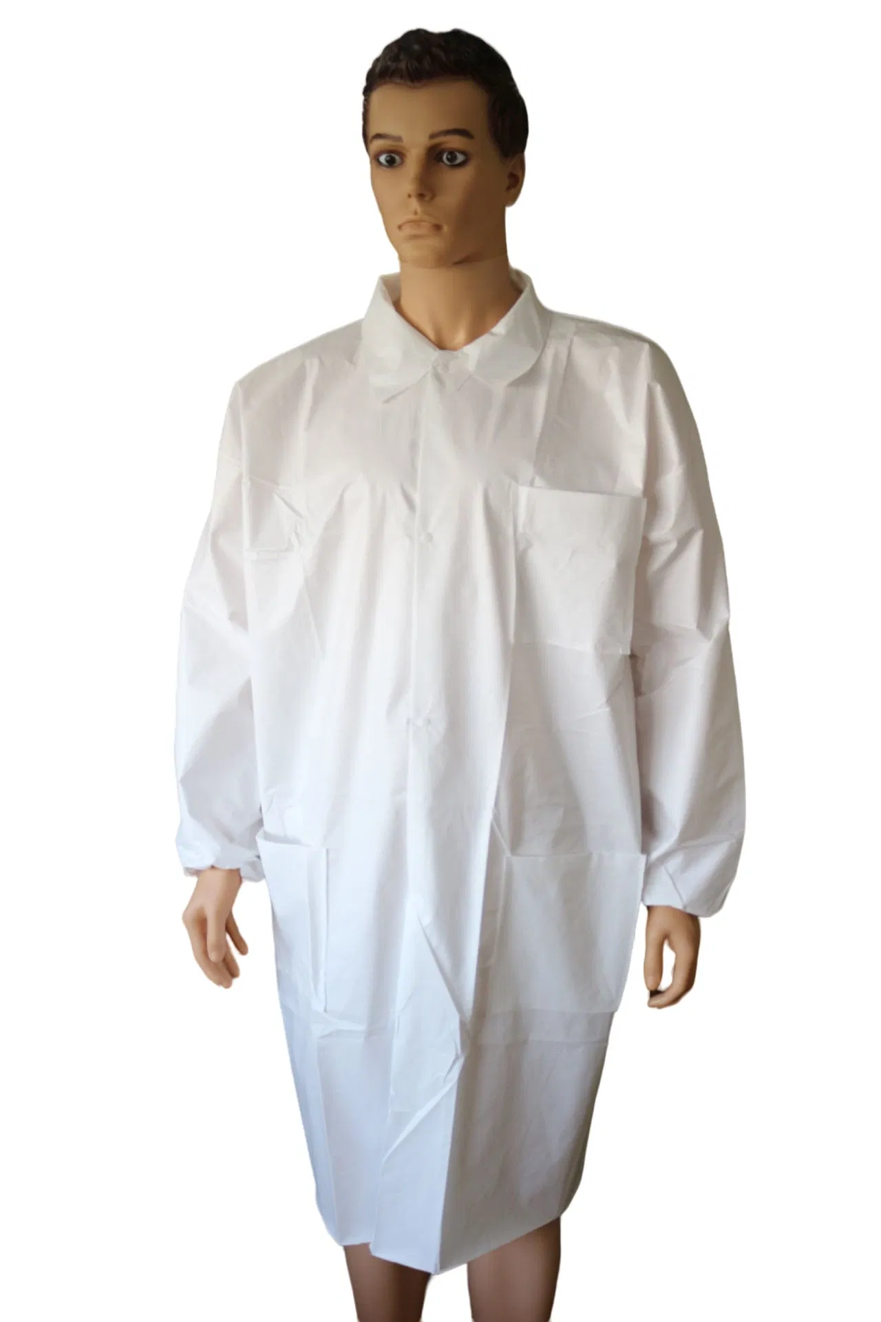 High Quality 100% Polypropylene Visitor Laboratory Coat Jacket Non-Woven PP White Disposable Lab Coat