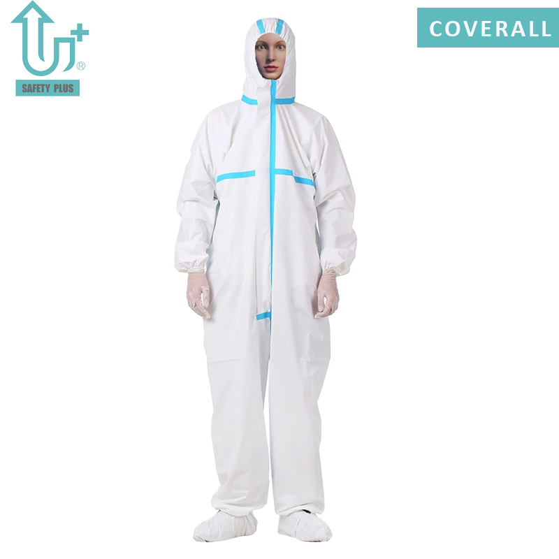 Polypropylene Nonwoven Microporous Protective Workwear Safety Clothing Disposable PPE Suit Coverall with Tape/Hood Disposable Coverall