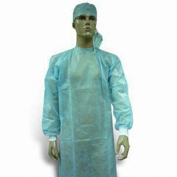 Disposable Blue PP Medical Gowns with Elastic Cuffs 15-50GSM Isolation Gowns in Cheap