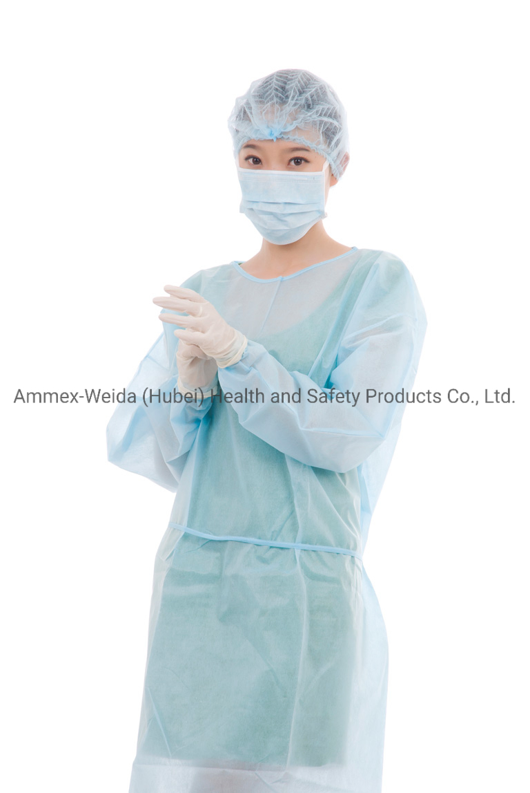 Disposable Medical Water Resistance PP Isolation Gown Hospital Use Protective Gown with Elastic Wrist
