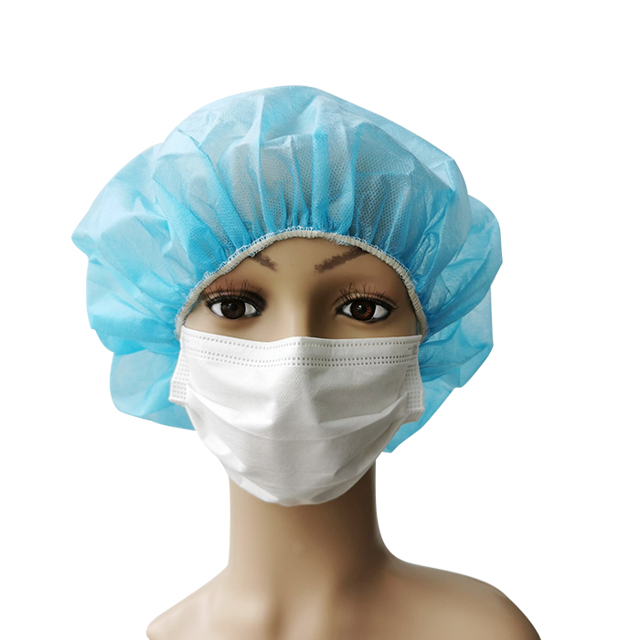 Best Selling Non Woven PP SMS Round Crimped Pleated Strip Bouffant Head Cover Disposable Cap with Elastic Band