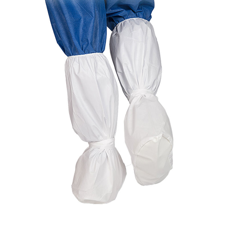 Disposable Anti-Slip Non Woven Breathable Waterproof SMS Boot Covers Medical Shoe Cover Foot Protectors with Straps