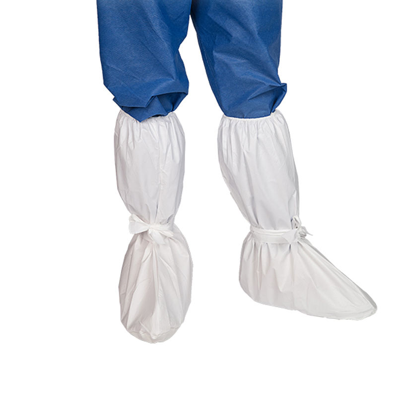 Disposable Anti-Slip Non Woven Breathable Waterproof SMS Boot Covers Medical Shoe Cover Foot Protectors with Straps