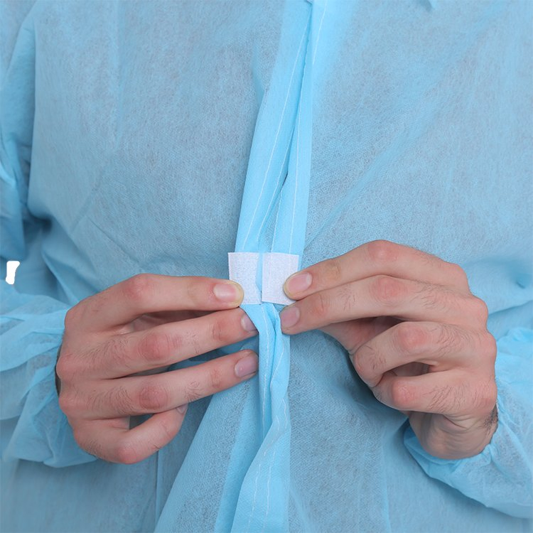 Unisex PP 35GSM Blue Non Woven Disposable Lab Coat with Individual Package