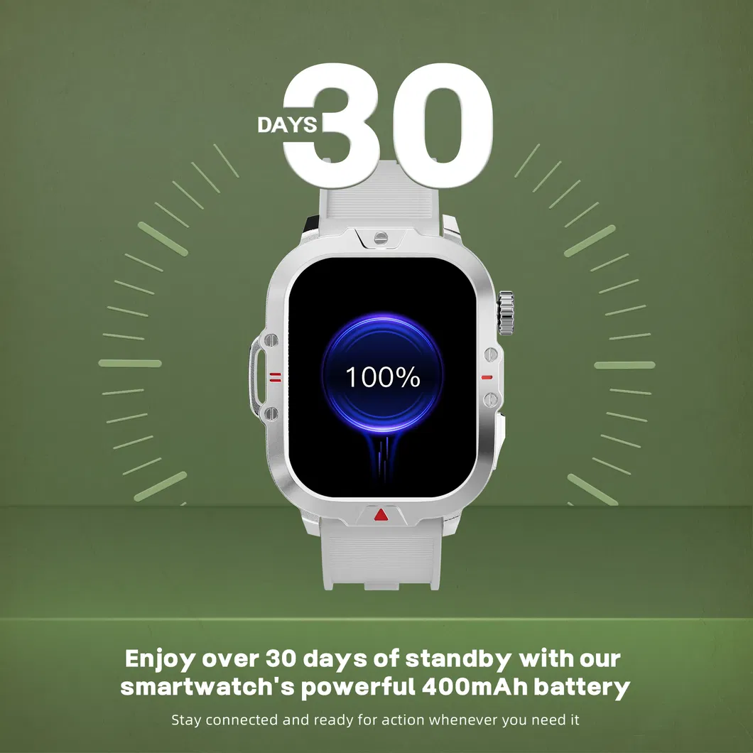 Waterproof Smartwatch with 410mAh Battery and Health Tracking
