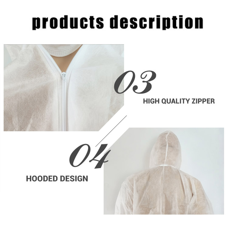 Workwear Coverall Isolation Gown Protective Clothing Disposable Non-Woven Lab Coat 60g
