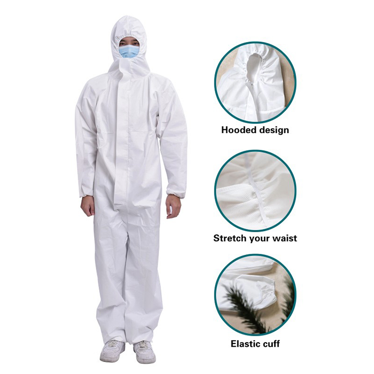 Hot Sale Disposable Anti-Static Coveralls White Protective Suit with Hood CE ISO13685 FDA Approved for Lab and Spray Painting