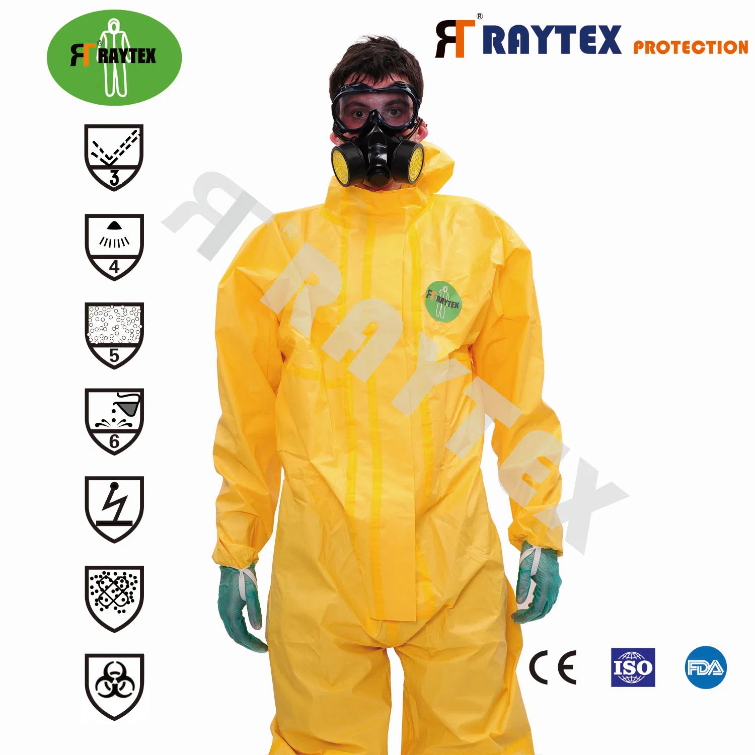 Type3b/4b/5b Disposable Safety Protective Coverall with Hood Protective En14605