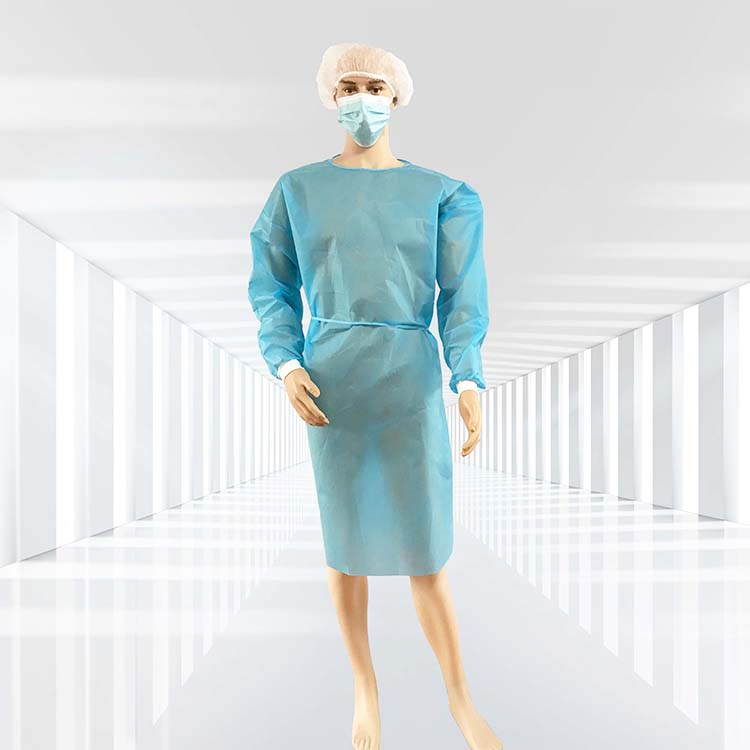 Factory Waterproof Anti-Dust Hospital Medical Clothing Blue Disposable Non-Woven PP SMS Isolation Gown Surgical Coverall