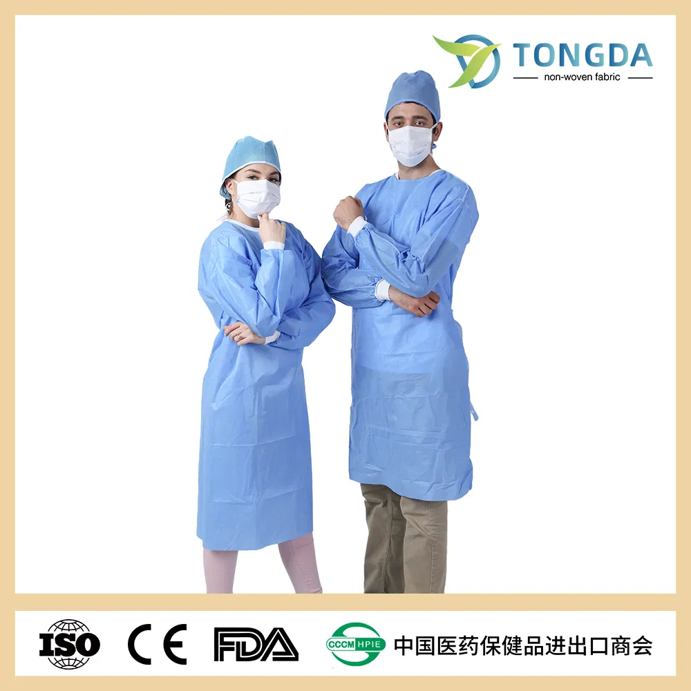 Knitted Cuff, Pockets, Non-Woven, Fluid Resistant, Dental, Medical, Hospital Surgical Isolation Gown