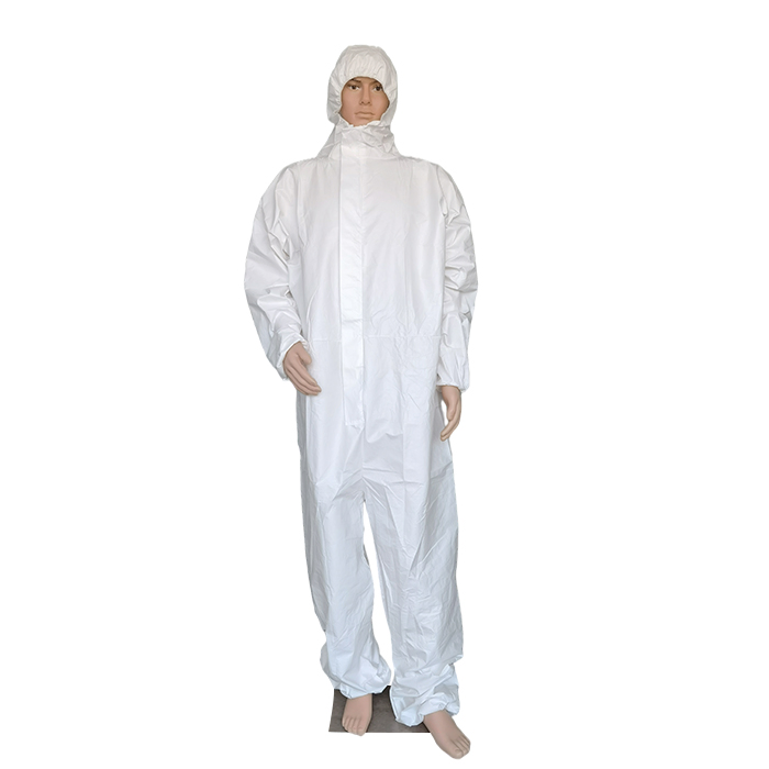 White Microporous Large Disposable Protective Coverall Disposable Exposure Suit Disposable Overall with Respirator-Fit Hood and Elastic Cuff