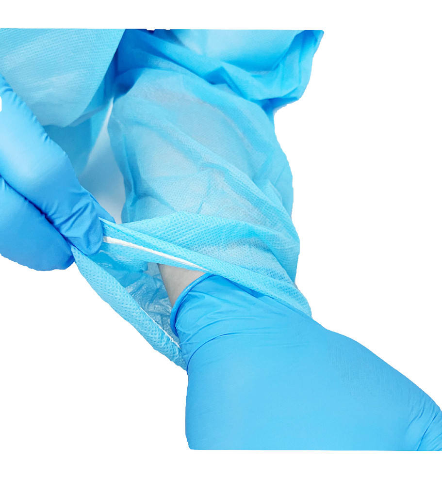 Cost-Effective Disposable Surgical Gown Waterproof Blue Color Knit Cuffs Medical SMS Isolation Gown