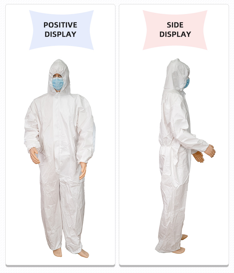 Workwear Coverall Isolation Gown Protective Clothing Disposable Non-Woven Lab Coat 60g