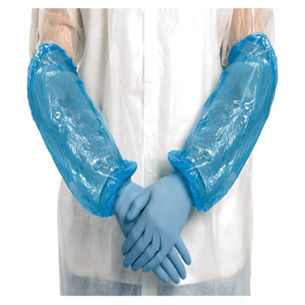 Disposable Arm Sleeves Covers Waterproof Durable PE PP Polyethylene Non Woven Plastic Oversleeves with Elastic Blue 16"