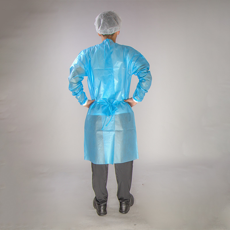 Level 1 2 3 PP Laminated SMS CPE Polypropylene Waterprooof Knitted/Elastic Cuff Fluid Resistant Disposable Surgical Medical Blue Isolation Gown