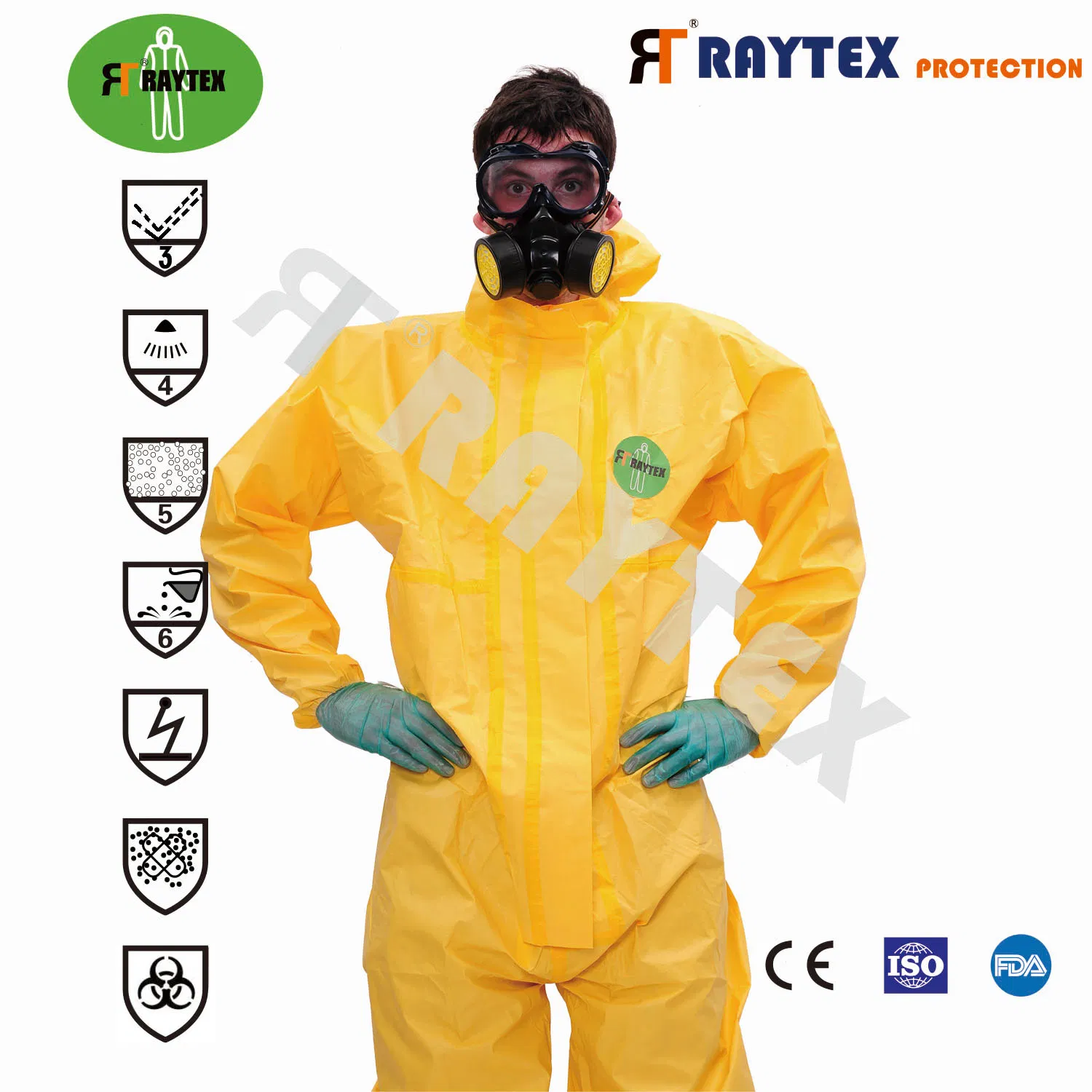 Type3b/4b/5b Disposable Safety Protective Coverall with Hood Protective En14605