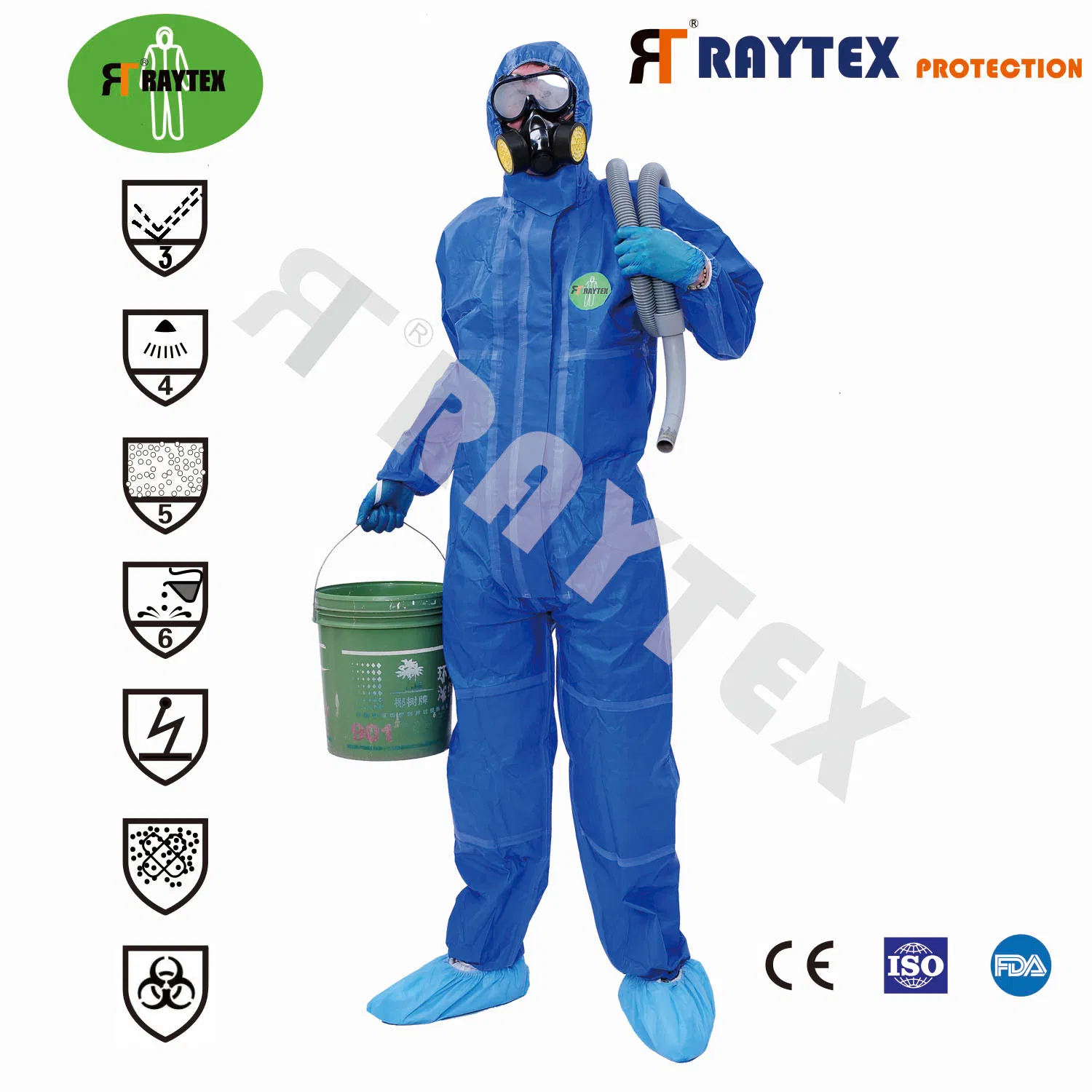 Disposable CE Certified Cat III Type 3/4/5/6 Tape Seam Microporous Film Coverall with Certificate