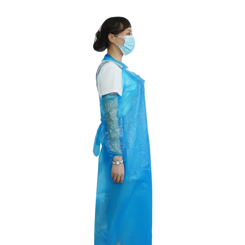 Waterproof Cheap Price Disposable PE Apron with Straps at Waist for Adults