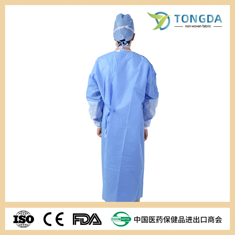 SMS PP PP+PE CPE Disposable Non Woven Isolation Gown with Cuff