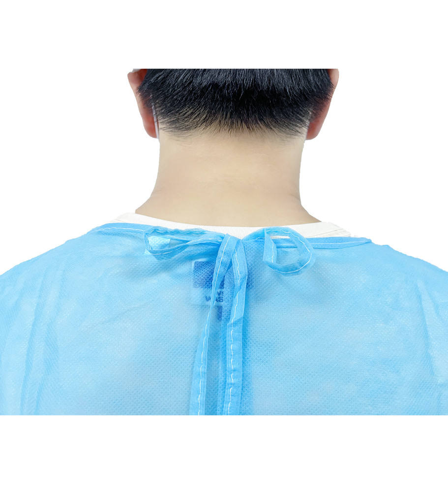 Cost-Effective Disposable Surgical Gown Waterproof Blue Color Knit Cuffs Medical SMS Isolation Gown