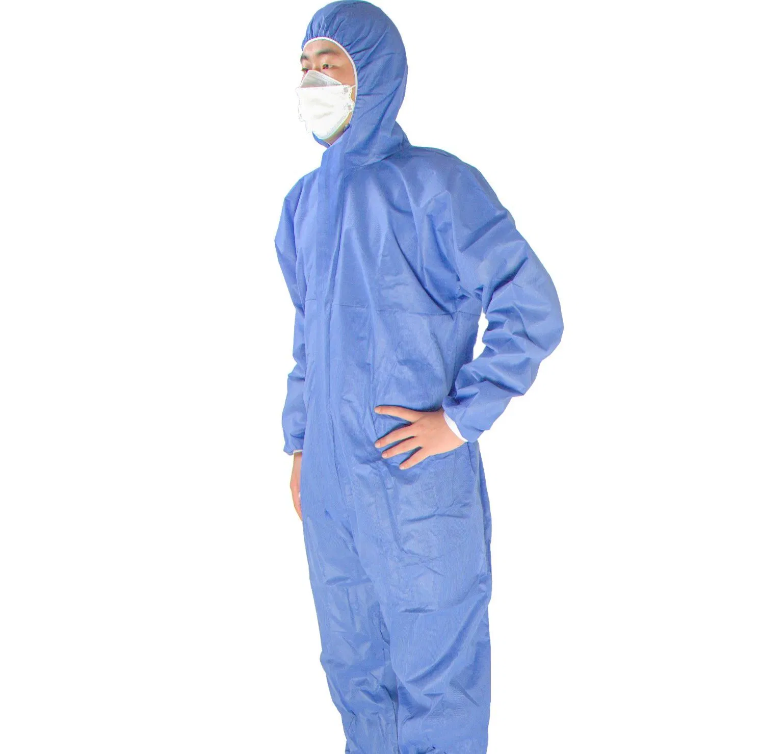 Type5/6 Chemical/Microporous/PP/SMS/Industry Waterproof/Laboratory/Safety/Work/ Disposable Nonwoven Protective Coverall Clothing